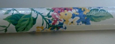 Waverly Wallpaper  Blue Yellow Pink Flowers Double Roll 27" x 9 Yds #565090 - Image 1 of 4