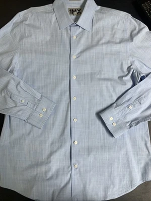 Camisa de vestir Express ajustada de manga larga para hombre talla grande 16-16,5 cuello azul claro Foto 1 de 4
