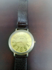 Reloj Moulin Vintage Mujer 40mm Tono Dorado Esfera Grande Correa Cuero Batería Nueva - Imagen 1 de 9
