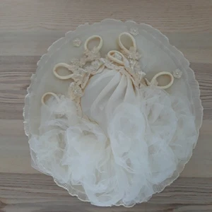 Vintage Elfenbein Hochzeit Hut Krempe Schlaufen Netz Perlen Applikation 18" Durchmesser - Bild 1 von 13