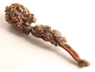 Stunning Japanese Meiji (late 19thC) Buddhist Carved Boxwood Nyoi (Sceptre) - Image 1 of 4