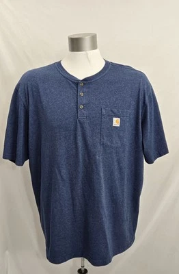 Camisa para hombre Carhartt Heavyweight manga corta bolsillo Henley talla 3XL azul marino Foto 1 de 4