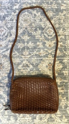 Bolso Bandolera Bellini De Colección Hecho en Brasil Marrón Coñac Tejido Cuero Foto 1 de 4