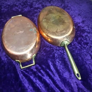 Vintage Paul Revere Ware USA Copper & Brass Pot Oval Au Gratin/Dish Pan 1976 Set - Picture 1 of 15