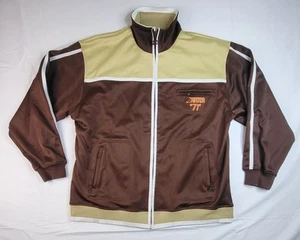 VTG Starter 71 Mens Large Brown Gold Zip Up Track Sweatshirt Streetwear Logo - Picture 1 of 8