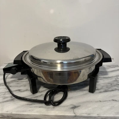 Lifetime Electric Casserole Skillet Pan 11” lid Heat Control Liquid Core 27906 - Image 1 of 4