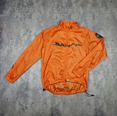 Vintage Bape Bathing Ape Windbreaker Jacket Men’s Orange Big Logo Size S - Image 1 of 4