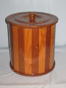 Cubo de hielo y tapa de madera maciza hechos a mano de colección firmado 1978 #MS14 - Imagen 1 de 10