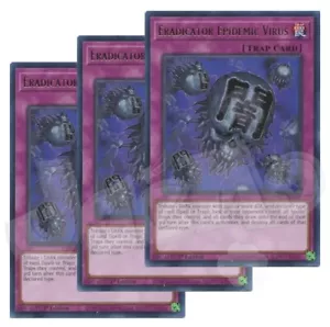 Yugioh Eradicator Epidemic Virus x 3 - 1st Edition Rare NM - Plus Free Holo Card - Picture 1 of 1