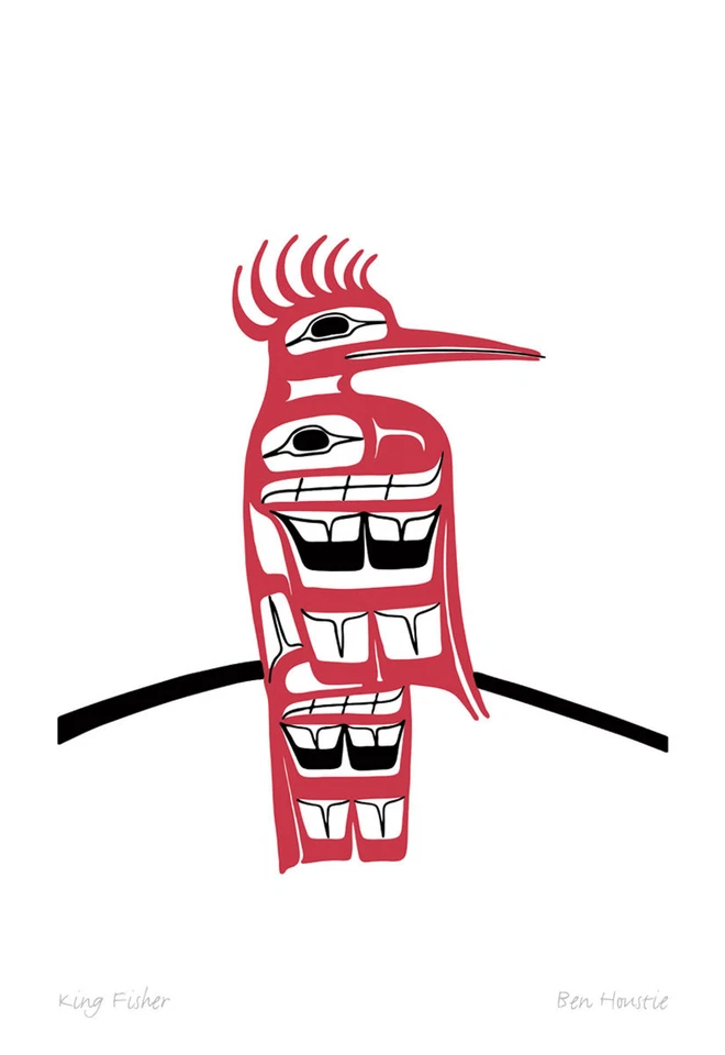 Tarjeta de arte King Fisher Ben Houstie Nación Heiltsuk Bella Nativa No:772 Foto 1 de 1