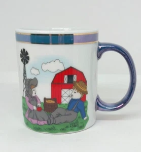 Japan Lusterware country Boy & Girl Coffee Mug  Porcelain 8oz. - Picture 1 of 8