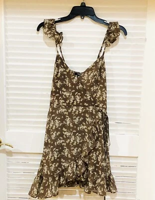 Vestido Solero Mujer Papaya Talla Pequeña Correa Espagueti Marrón Floral Forrado Usado en Excelente Condición Foto 1 de 4