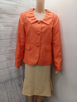 John Meyer Of Norwich / Le Traje Conjunto Blazer Chaqueta Falda Naranja Beige Talla 14 Foto 1 de 4