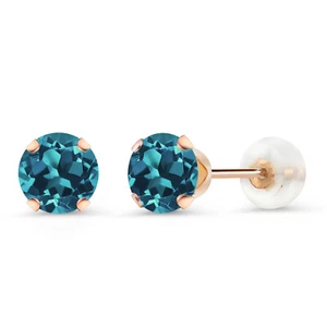 10K Rose Gold London Blue Topaz Stud Earrings For Women (1.00 Cttw, Gemstone - Picture 1 of 4