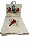 Red cardinal Embroidered Trim A Home 3 Piece Bath Set 1 Towel And 2 Fingertips