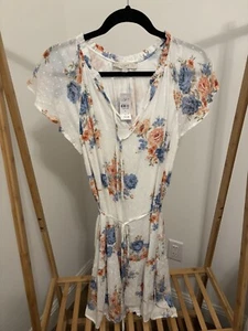 LOFT NWT Women’s Medium White Floral Summer Dress - Picture 1 of 4