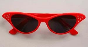 80's Rhinestone Neon Glasses Cat Eye Halloween Adult Costume Accessory 4 COLORS - Picture 1 of 5