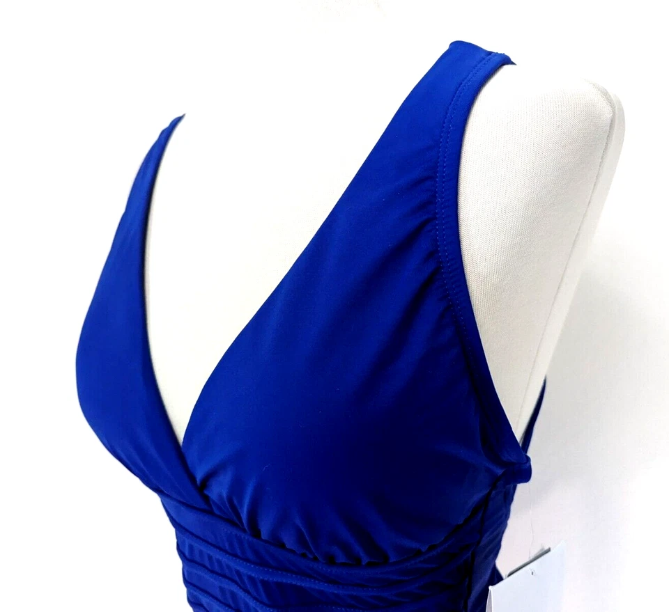 La Blanca Island Goddess Navy Blue One Piece Swimsuit Size 10 Strappy Back
