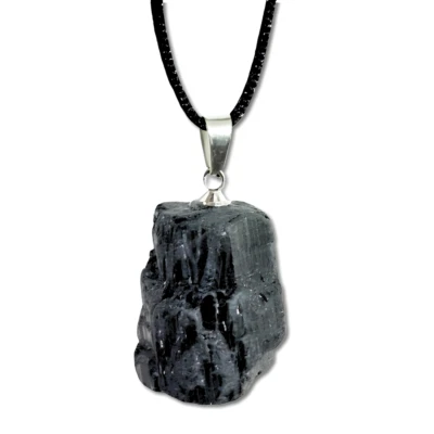 ECLECTIC SHOP UK LTD ® Collar colgante de turmalina negra piedras preciosas crudas Schorl piedra protección pequeño