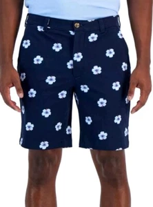 Club Room Herren klassische Passform Hibiskusdruck 9 Schrittlänge Shorts marineblau Kombi 32 - Bild 1 von 2