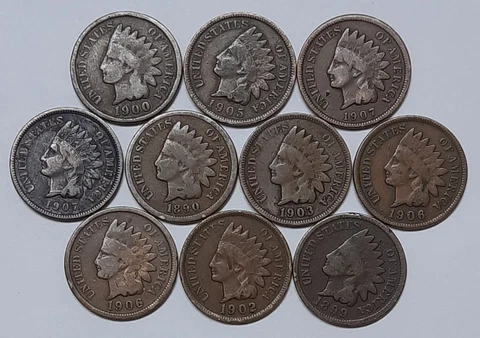 Ten Indian Pennies with a NICE Variety of Dates--ALL in Good Condition! Cover