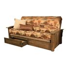 Kodiak Furniture Washington Storage Futon in Rustic Walnut w/ Canadian Mattress
