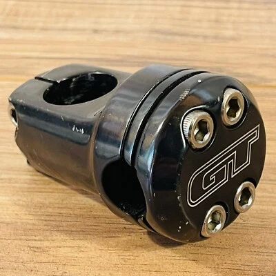 Vintage GT Piston BMX Stem 1 1/8 inch Threadless 4 Bolt Black 50mm - Image 1 of 4