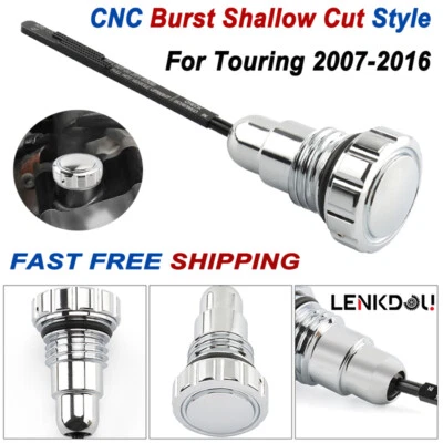 Chrome Peaked Oil Tank Dipsticks For 07-16 Harley Touring Street Glide Road King - Image 1 of 4