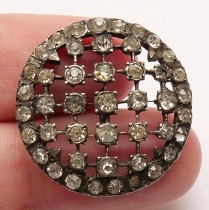 Button Antique - Rhinestone - 29 MM - 19th C. - Paste Rhinestone Antique Button - Picture 1 of 4