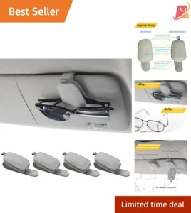 Sunglasses Holders Leather Visor Magnetic Clip 4Pcs Car Accessories Grey - Picture 1 of 8