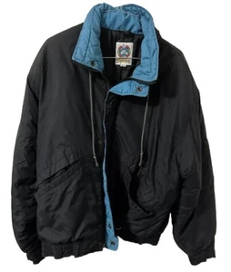 Vintage Weather Breaker Jacket XL Black And Blue 90s 80s - Picture 1 of 14