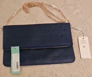 Stitch Fix Urban Expressions Purse Crossbody Faux Leather Blue Gold 11"-Unused - Picture 1 of 10