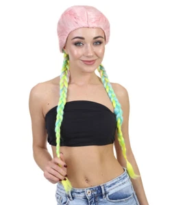 Celebrity inspired Womens Boxer Braid Wig, Cotton Candy Rainbow Celebrity Wig, - Picture 1 of 9