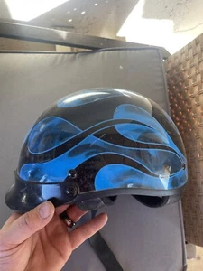 Unknown Brand Half Motorcycle Helmet Blue Size M - Picture 1 of 3