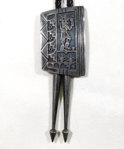 HOPI CHALMERS DAY STERLING HANDMADE Vintage 'Mudhead Kachina' BOLO TIE, Estate - Picture 1 of 8