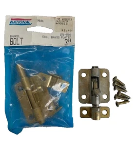 Vintage Packaged National 3" Dull Brass Plated Barrel Bolt + used 2.5" Bolt - Picture 1 of 1