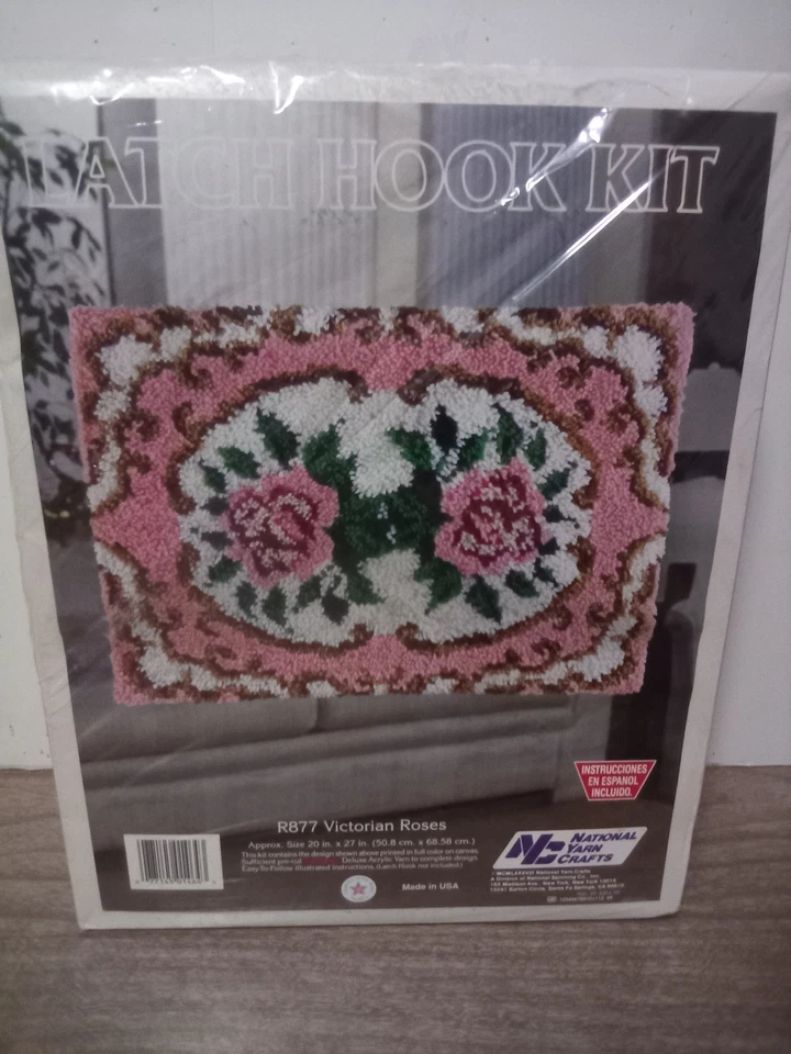 National Yarn Crafts Latch Hook Kit Victorian Roses R877 Made in USA 1988 New - Image 1 of 1