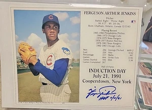 Fergie Jenkins SIGNED 8x10 HOF Induction Card Photo No Coa Cubs,Rangers - Picture 1 of 1