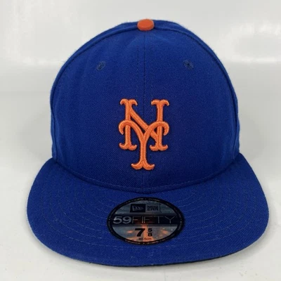New York Mets Hat Cap Fitted 7 5/8 Blue MLB Baseball New Era 5950 USA Mens - Image 1 of 4