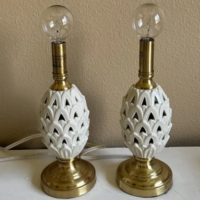 Pair of Vintage  Quoizel LX20335B Artichoke  Table 10" Lamps (set of 2) - Image 1 of 4