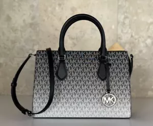 MICHAEL KORS SHEILA MD CENTER ZIP SHOULDER CROSSBODY BAG MK BLACK OMBRE - Picture 1 of 12