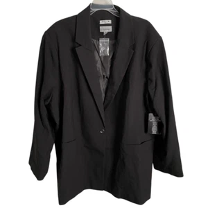 Catherine’s Womens Right Fit Curvy Blue Dot Blazer 32W Black Single Breast Lined - Picture 1 of 8