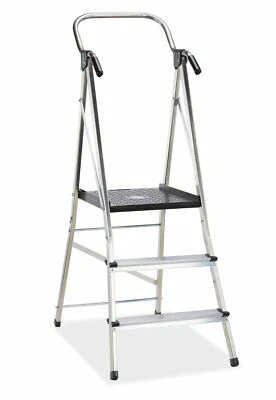 MEDOVITAL Haushaltsleiter 3 Stufen, klappbar - Sicherheitsleiter Alu mit Plattform 150kg