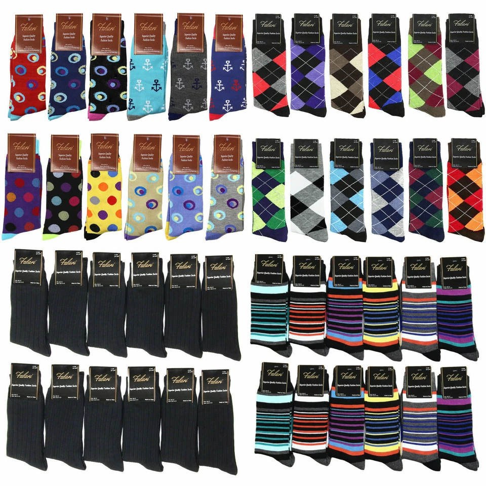 Paquete de 12 calcetines de vestir de algodón para hombre talla 10-13 multicolor Foto 1 de 1