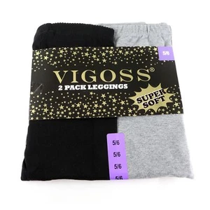 Vigoss Girl's 2-Pack Leggings, size 5/6, Black / Grey - Picture 1 of 3