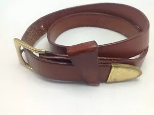 Ray's Leather Works Brown Belt Brass Buckle Hardware Size 28 Arizona 7/8" Wide - Picture 1 of 8