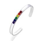 Rainbow Love Bracelets Lesbian & Gay Stainless Steel Enamel Cuff Bangle