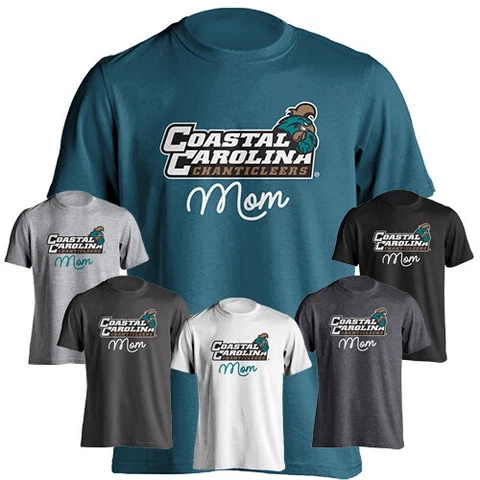 Coastal Carolina University Chanticleers Mom Logo Short Sleeve Mother Tee Shirt Cover