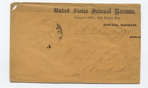 c1860s Internal Revenue assessors free frank 17th district Ohio cover [ST.212] - Picture 1 of 3