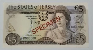 1976 JERSEY￡5 POUNDS "SPECIMEN" 'aUNC' {P-12as} @J. Clennett@ Prefix FB @Sign#2 - Picture 1 of 7